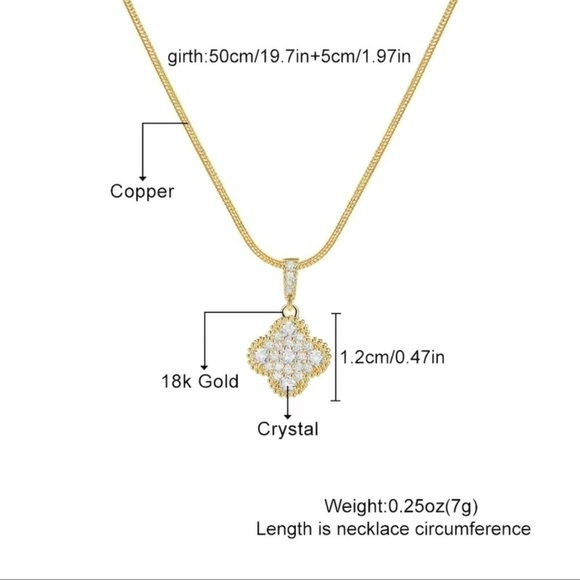 14K Gold Plated Crystal Flower Pendant Necklace - Picture 5 of 7